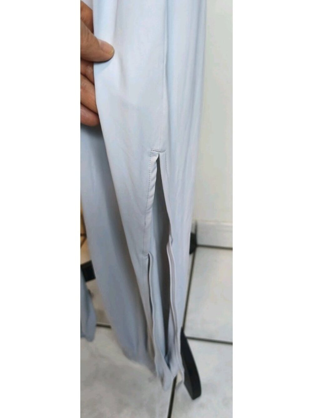 Halara NWT Cutout Waist Drawstring Wide Leg Jumpsuit Side Slit Gray Size M - Picture 2 of 13